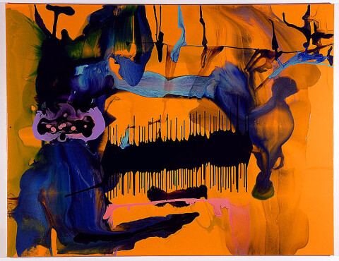 Dale Frank 3. The Unattended Funeral laid on a slab like melancholy raspberries on your fine bone china, 2007; varnish on canvas; 200 x 260 cm; enquire