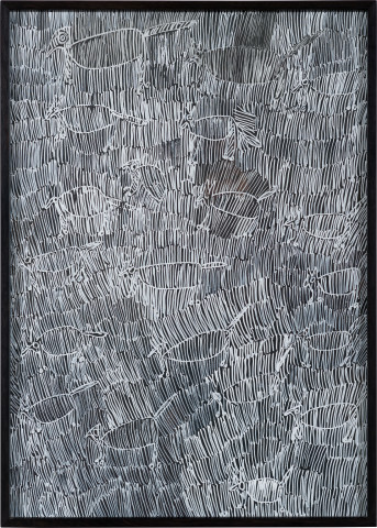 Nyapanyapa Yunupiŋu Birrka'mirr, 2012; 4304K; paint pen on clear acetate plastic; 86 x 62 cm; more info; enquire