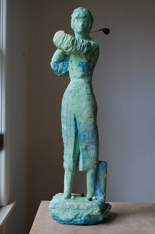 Linda Marrinon Green Golfer, 2009; tinted plaster, bronze; 80 x 30 x 24 cm; enquire