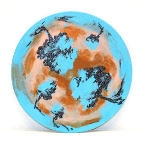 Tony Clark Landscape, 2005; acrylic and permanent ink on canvasboard; 18 cm diameter; enquire