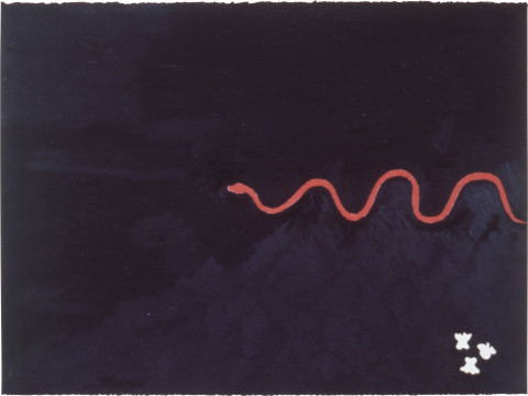 Fiona Foley Snake Bite, 1988; oil and crayon and pastel on paper; 56.5 x 76.5 cm; enquire