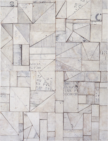 Rosalie Gascoigne Real Estate, 1994; sawn wood on craftboard; 72 x 55.5 cm; enquire