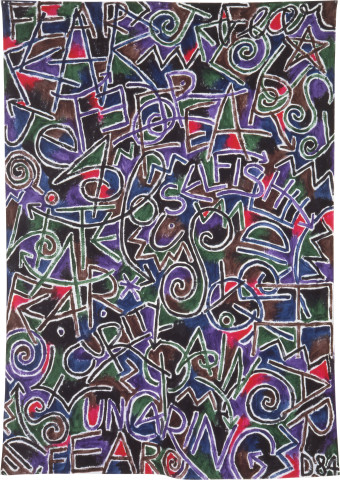 David McDiarmid What's going on, 1984; acrylic on cotton; 250 x 180 cm; enquire