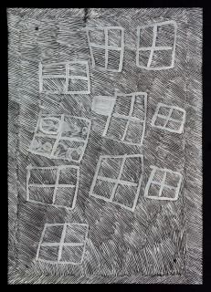 Nyapanyapa Yunupiŋu Birrka'mirr, 2018; 5934-18; paint pen on clear acetate; 86 x 62 cm; enquire