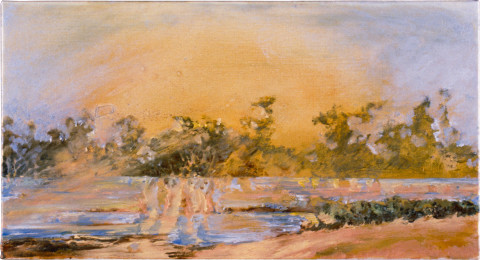 Mandy Martin Ram Paddock at Sunset, 2 16 February, 1997; oil, ochre, pigment on linen; 56 x 30 cm; enquire