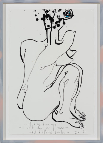 Del Kathryn Barton if i sit down - i can't stop my flowers, 2016; ink and gouache on paper, hand finished frame; 63.5 x 46 cm; more info; enquire