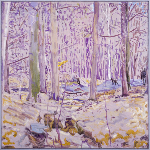 Gunter Christmann With Dog, 1989; oil on canvas; 122 x 122 cm; enquire