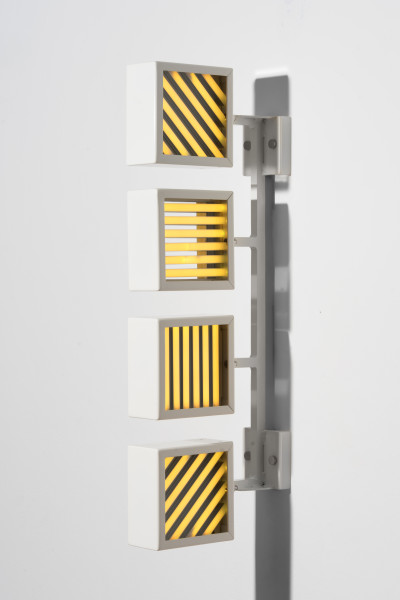 Callum Morton City Lights #3, 2026; steel, powder coating, lights; 96 x 32.5 x 12 cm; enquire