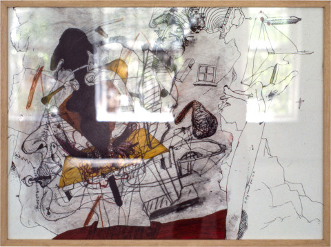 Gareth Sansom A big hand for GB, 1981; mixed media on paper; 56.5 x 77 cm; enquire