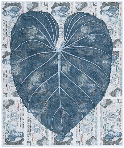 Fiona Hall Leaf Litter, 2000-02; gouache on banknotes; dimensions variable; enquire