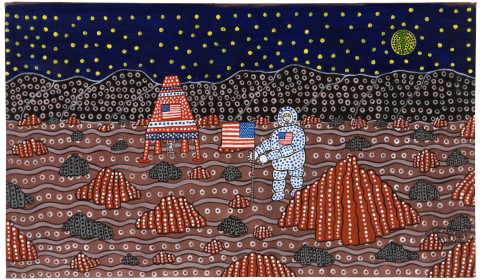 Robert Campbell Jnr Man on the Moon II, 1989; acrylic on canvas; 54.5 x 93 cm; enquire