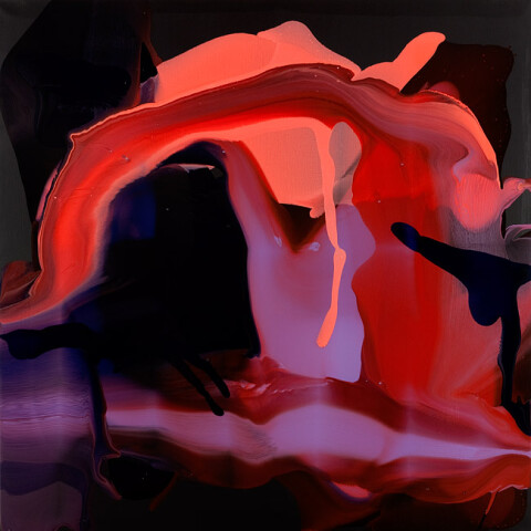 Dale Frank 14. A fine pine splinter slither from a stretcher bar in the bend between his index finger and his palm had become infected repeatedly distracting his eye. , 2009; varnish and acrylic on canvas; 200 x 200 cm; enquire