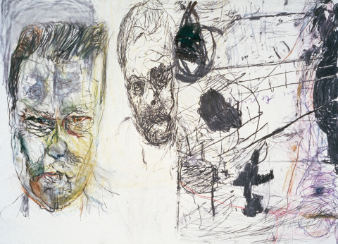 Mike Parr The Grid (Fear of Thinking), 1987; Girault pastel & charcoal on Tamaroll paper; 155.5 x 203.5 cm; enquire