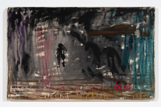 Jenny Watson Echoes of a primal landscape, 1985; oil, acrylic and gouache on cotton duck; 36 x 57 cm; enquire