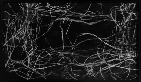 Julie Rrap Framed 1, 2022; charcoal pastel on watercolour paper; 93 x 159 cm; more info; enquire