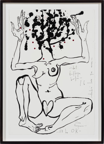 Del Kathryn Barton fuckin love you man - love deepness - it'll be ok, 2016; ink on paper; 64 x 46 cm; more info; enquire