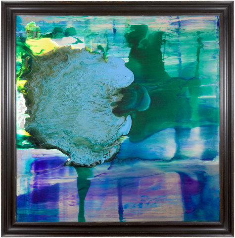 Dale Frank Yass 1, 2014; varnish on glass 4 mm ; 150 × 150cm (unframed), 170 x 170 cm (framed); enquire