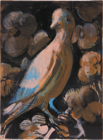 Tony Clark Bird-portrait with Flowers, 2003; acrylic on canvas; 41 x 30.5 cm; enquire
