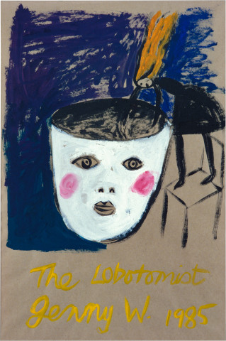 Jenny Watson The Lobotomist, 1985; acrylic and gouache on brown paper; approx. 76.2 x 55.9 cm; enquire