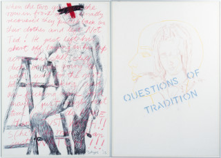 Merilyn Fairskye Questions of Tradition, 1985; pastel and charcoal on paper; 2 panels; 112 x 76 cm each; enquire