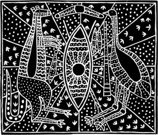 Robert Campbell Jnr Aboriginal Emblem, 1986; acrylic on canvas; enquire