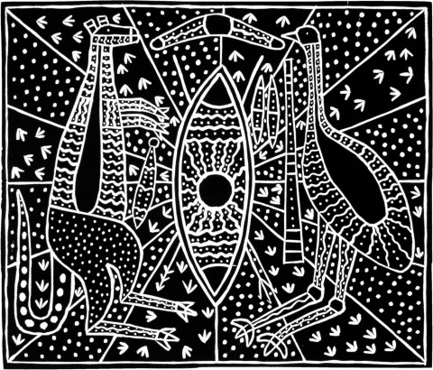 Robert Campbell Jnr Aboriginal Emblem, 1986; acrylic on canvas; enquire