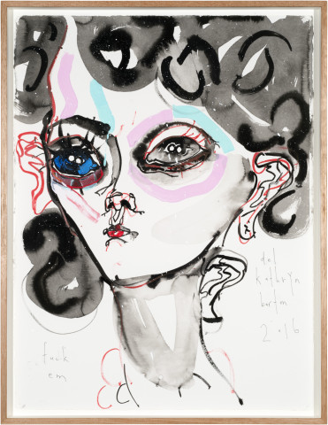 Del Kathryn Barton fuck em, 2016; archival ink and acrylic on paper; 81 x 62 cm; (framed); 76 x 56cm (paper size); Enquire
