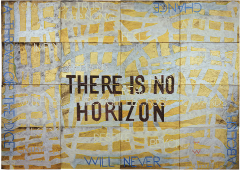 Imants Tillers Nature Speaks: AW, 2008; acrylic, gouache on 16 canvasboards nos. 83143 - 83158; 101.6 x 142.2 cm; enquire