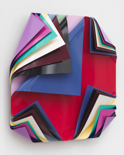 Jim Lambie Metal Box (La Rochelle), 2025; aluminium sheets, gloss paint; 60 x 60 x 14 cm; enquire