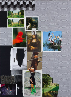 Jacqueline Fraser THE MAKING OF BEATRIZ AT DINNER 2019, 2019; collaged mixed media; 122 x 90 cm; enquire