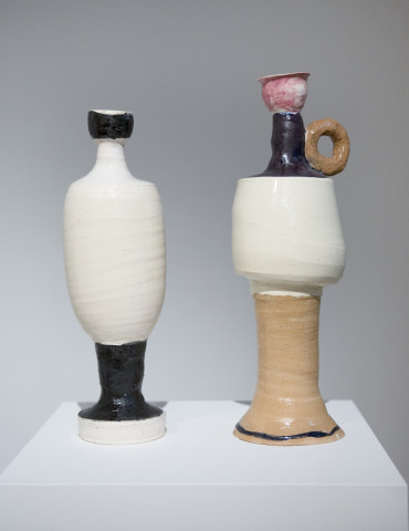 Angela Brennan Palici, 2014; earthenware; 2 pieces: 41 x 15 x 13cm, 27 x 12 x 12cm; enquire