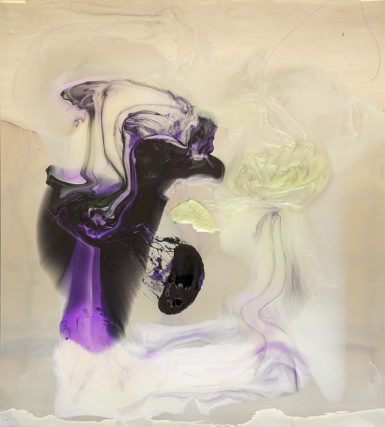 Dale Frank He worried that he might forget himself, a lapse in reality, obeying what others think is right, and to reach out to run his hand over the shape of the imagined possibility he hungered for, 2026; colour powder pigments in Epoxyglass, Epoxyglass, on perspex; 200 x 180 cm; enquire