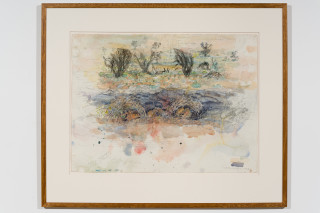John Wolseley Burrowing Bettongs by their Burrows - Newhaven, NT, 2024; watercolour and graphite on paper; 56 x 76 cm; 83 x 100 cm (framed); enquire