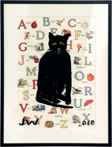 Jenny Watson Classic Black 1: black cat, 2010; acrylic on Italian nursery paper; 90 x 69 cm (framed); enquire