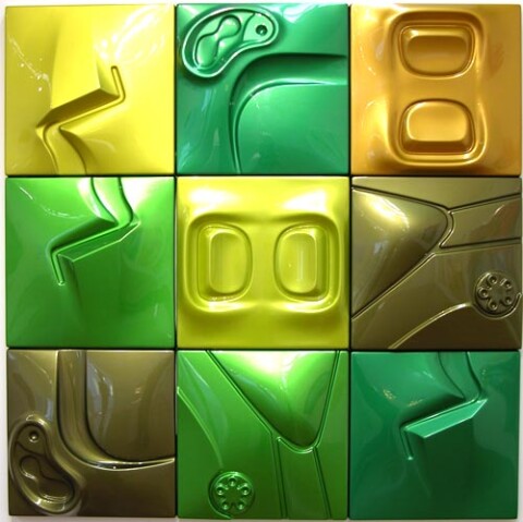 Patricia Piccinini Verdant, 2005; ABS plastic and automotive paint; 12 panels; 50 x 50 x 5 cm each; enquire