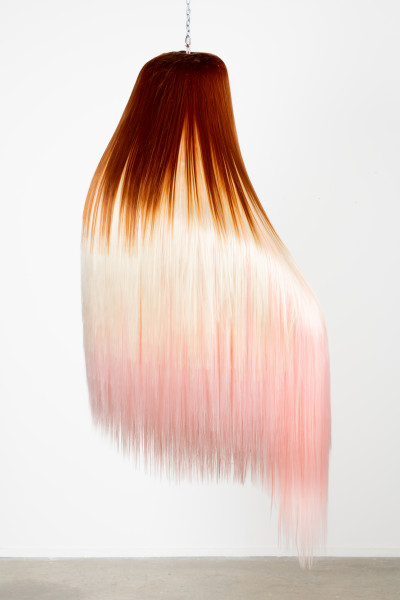 Patricia Piccinini Sensuous Gyre Cascade, 2023; synthetic hair, fibreglass, electric motor, chain; 173 x 95 x 59 cm; enquire