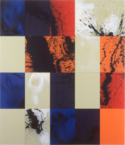 Lindy Lee A Return to Origins, 1997; acrylic on board; 164 x 142.5 cm; 20 panels; enquire