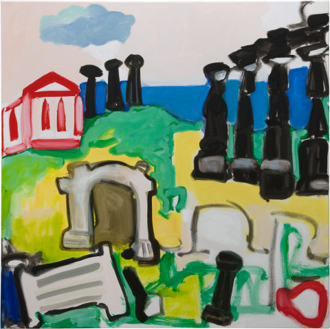 Angela Brennan Red Temple, 2010; Oil on linen; 92 x 92 cm; enquire