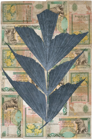 Fiona Hall Leaf Litter (detail), 2000-02; gouache on banknotes; dimensions variable; enquire