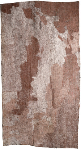 Nyapanyapa Yunupiŋu Untitled, 2015; 4795Z; natural earth pigments on bark; 150 x 81 cm; enquire