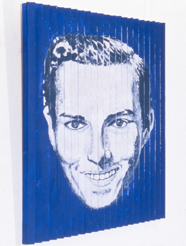 Maria Kozic MANSTER, The Picture of Dorian Gray (left side view), 1986; acrylic on wood; 80 x 80 cm; enquire