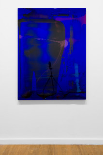 installation view; Dale Frank He lived in the shadow of his own flickering diminishing light, 2025; colour powder pigments in Easycast, Epoxyglass, on perspex; 160 x 120 cm; enquire