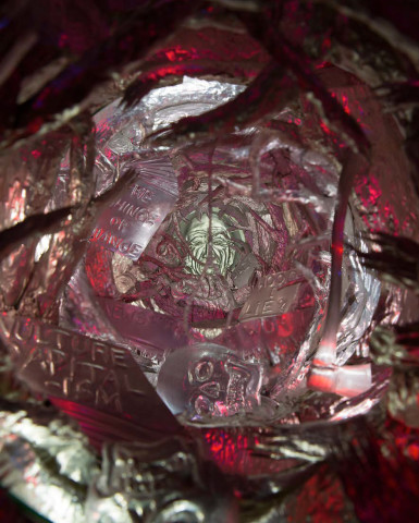 Fiona Hall Hack, 2014-15; aluminium, LED lights, electrical circuitry, wood, viewing lens; 24 x 24 x 160 cm; enquire