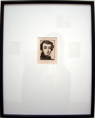 Linda Marrinon Portrait of Alexis de Tocqueville after Chasseriau, 2003; drypoint etching; 39.7 x 32.2 cm; (framed), non-editioned; enquire
