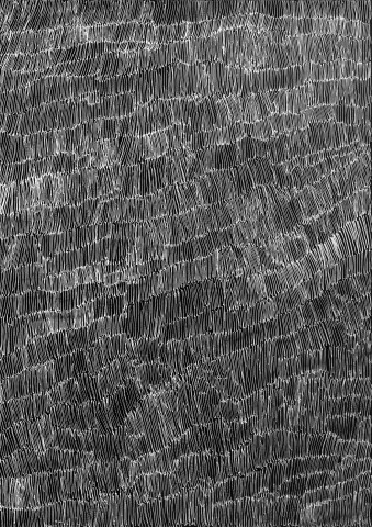 Nyapanyapa Yunupiŋu 42. Birrka'mirri 13, 2011; 4303K; paint pen on clear acetate plastic; 83.5 x 59.5 cm; enquire