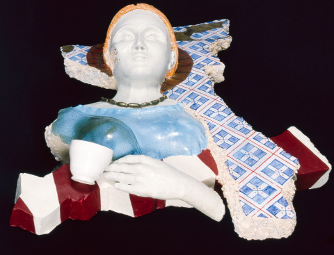 Rod Bamford The Pleasures of Tea, 1986; ceramic, glazed earthenware; 98 x 65 x 44 cm; enquire