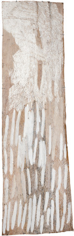 Nyapanyapa Yunupiŋu Lines, 2016; 2438-16; natural earth pigments on bark; 192 x 59 cm; enquire