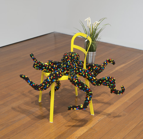 Claire Healy and Sean Cordeiro Downstairs Dining Room - Octopus, 2014; Lego, Ikea chair and plant with hanger; 75 x 98 x 79 cm; enquire
