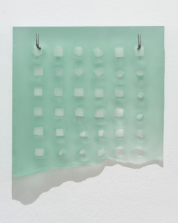 Hilarie Mais ice greens, 2023; slumped glass; 3 parts; 30 x 30 x 3.5cm each; enquire