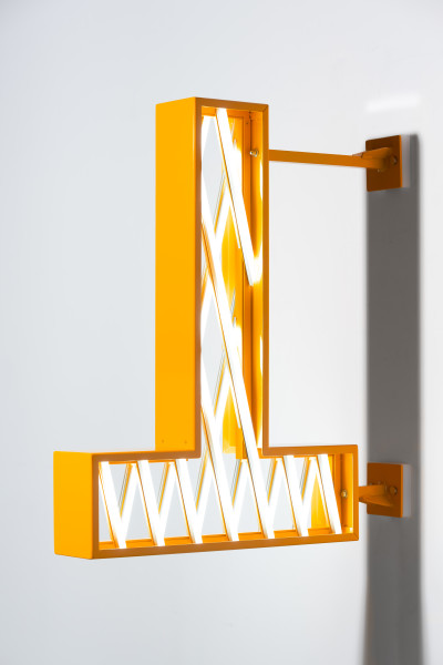 Callum Morton City Lights #6, 2026; steel, powder coating, lights; 94.5 x 84 x 15 cm; enquire